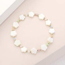 Mother Of Pearl Quatrefoil Stretch Bracelet