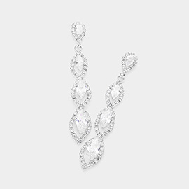 CZ Marquise Stone Pointed Cluster Link Dropdown Evening Earrings