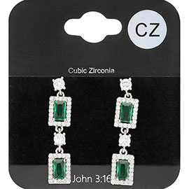 CZ Stone Cluster Dangle Evening Earrings