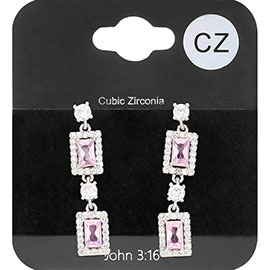 CZ Stone Cluster Dangle Evening Earrings