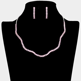 CZ Rhinestone Paved Wavy Necklace