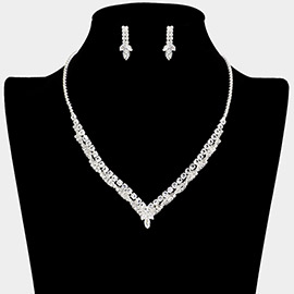 CZ Rhinestone Paved V Shape Necklace