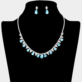 CZ Teardrop Stone Embellished Rhinestone Paved Necklace