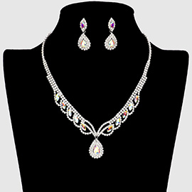 Teardrop Stone Pointed Rhinestone Paved Necklace