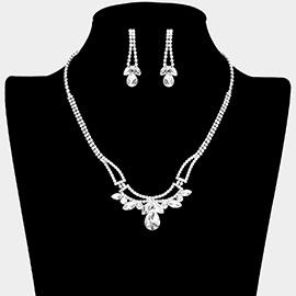 Teardrop Marquise Stone Pointed Rhinestone Paved Necklace