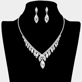 Marquise Stone Accented Rhinestone Paved Necklace