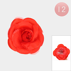 12PCS - Rose Flower Alligator Hair Clips / Brooches