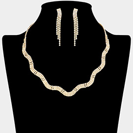 Rhinestone Paved Wavy Necklace