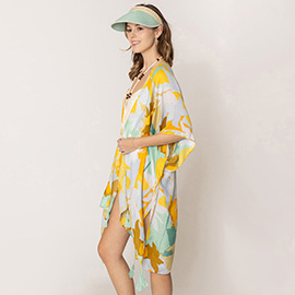 Floral Print Kimono Poncho