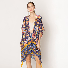 Floral Print Kimono Poncho