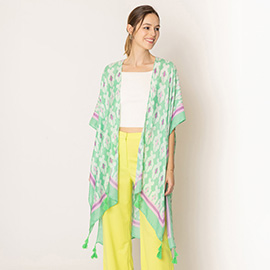 Tile Print Kimono Poncho