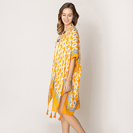 Tile Print Kimono Poncho