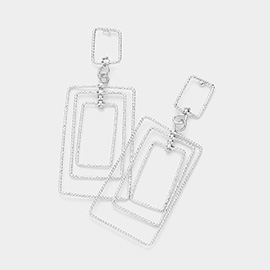 Textured Metal Wire Multi Rectangle Dangle Earrings