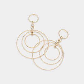 Textured Metal Wire Multi Circle Dangle Earrings