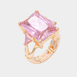 Rectangle Crystal Stretch Ring