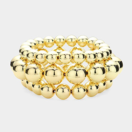 3PCS - Metal Ball Stretch Multi Layered Bracelets