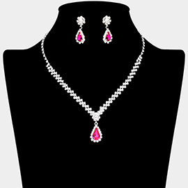 Teardrop Stone Pointed Rhinestone Paved Necklace