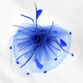 Flower Feather Mesh Bow Fascinator / Headband