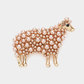 Pearl Embellished Sheep Brooch