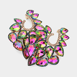 Teardrop Stone Cluster Embellished Evening Earrings
