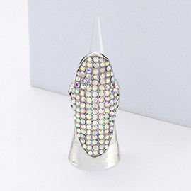 Rhinestone Paved Long Oval Stretch Ring