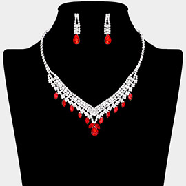 Teardrop Marquise Stone Pointed Rhinestone Paved Necklace