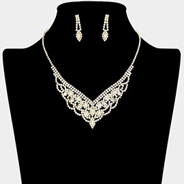 Marquise Stone Pointed Rhinestone Paved Necklace