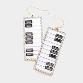 Rhinestone Rim Piano Keyboard Dangle Earrings