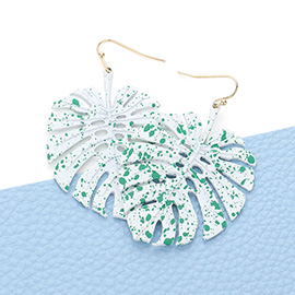 Splash Dotted Tropical Leaf Dangle Earrings