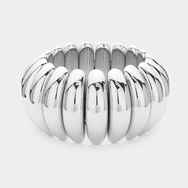 Chunky Metal Rib Stretch Bracelet