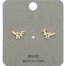 Brass Metal Dinosaur Stud Earrings