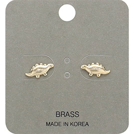 Brass Metal Dinosaur Stud Earrings