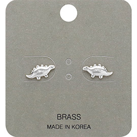 Brass Metal Dinosaur Stud Earrings