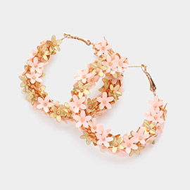 Sequin Flower Hoop Earrings