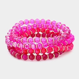 5PCS - Faceted Beaded Stretch Multi Layered Bracelets