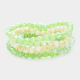 5PCS - Faceted Beaded Stretch Multi Layered Bracelets