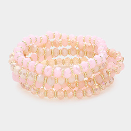 5PCS - Faceted Beaded Stretch Multi Layered Bracelets