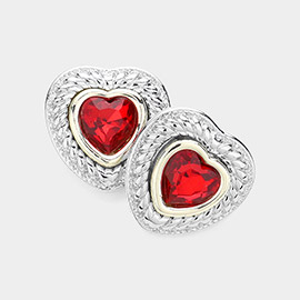 Heart Stone Pointed Stud Earrings