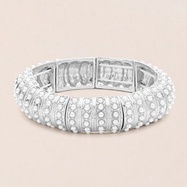 Pearl Paved Stretch Bangle Bracelet