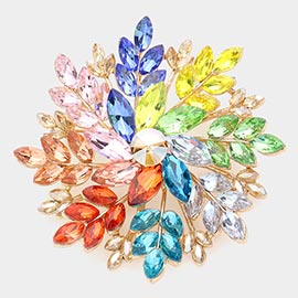 Marquise Stone Cluster Flower Pin Brooch