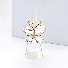 Butterfly Crystal Stone Cluster Stretch Ring