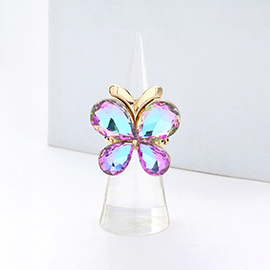 Butterfly Crystal Stone Cluster Stretch Ring