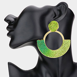 Rhinestone Paved Abstract Half Moon Earrings