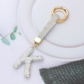 Bling Studded Monogram Initial K Keychain