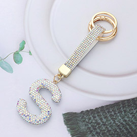 Bling Studded Monogram Initial S Keychain