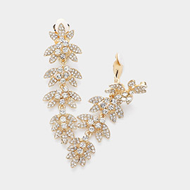 Rhinestone Paved Vine Dropdown Evening Earrings