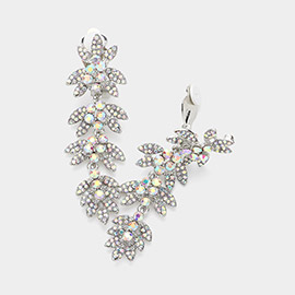 Rhinestone Paved Vine Dropdown Evening Earrings