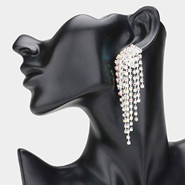 Rhinestone Pave Tassel Clip On Earrings