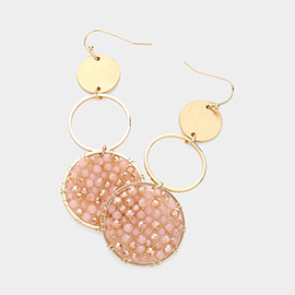 Faceted Beaded Abstract Disc Link Dangle Earrings