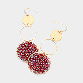 Faceted Beaded Abstract Disc Link Dangle Earrings